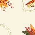 Autumn background with leaves and space for text. Fall season square banner with foliage and copy space. Vector illustration Royalty Free Stock Photo